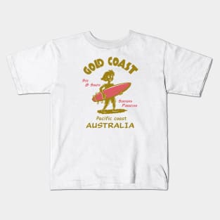 Gold coast Funny Surf Silhouette Kids T-Shirt